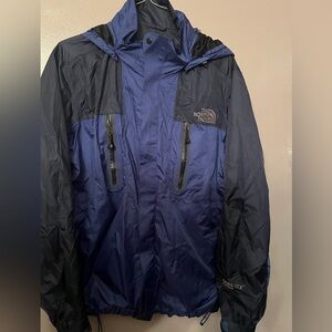 The North Face Men's Rain Jacket with Hood Gore-Tex Like New Size S-M Blue/Black